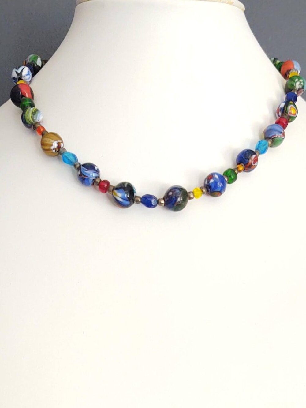 Multi design glass beaded necklace